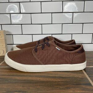 Toms Carlo Shoes Mens Size 8.5 Nutmeg Heritage Canvas Earthwise Lace Up Sneakers
